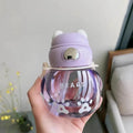 Axyaa Kids Bear Straw Water Bottle | Kawaii Mini Tumbler Sippy Cup