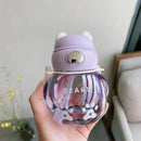 Axyaa Kids Bear Straw Water Bottle | Kawaii Mini Tumbler Sippy Cup
