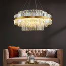 Axyaa Gold Metal Dimmable LED Pendant Light with K9 Crystals