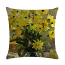 Axyaa Floral Pattern Linen Cushion Cover for Home Sofa, 45x45cm Square Pillowcase