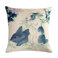 Axyaa Rabbit Pillowcase: Cute Ink Style for Office, Car, Sofa & Living Room