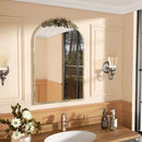 Axyaa Arched Antique Brass Wall Mirror with Resin Rose Pattern