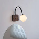 Axyaa Glass Ball LED Wall Lamps Black Hose Adjustable Wood Bathroom Lights