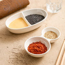 Axyaa Double-Grid Dipping Plate Set for Hot Pot BBQ, Creative Household Sauce & Vinegar Plate