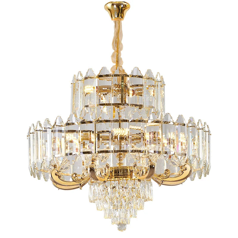 Axyaa Crystal Chandelier: Luxury LED Pendant Lamp for Living, Dining & Bedroom