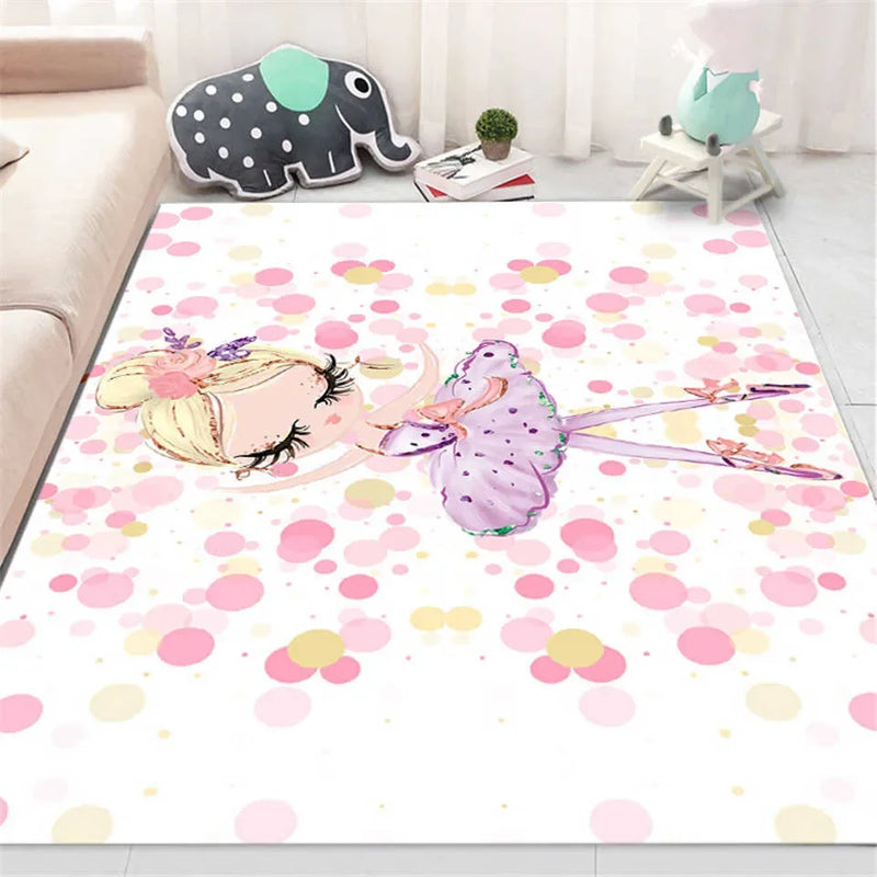 Axyaa Ballerina Girl Child Rug: Non-Slip Bedroom Decoration & Play Mat