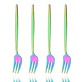 Axyaa Gold Fruit Cake Set: Mirror Stainless Steel Tea Fork, Snack Dessert, Small Salad Cutlery