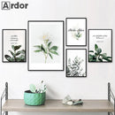 Axyaa Islamic Botanical Canvas Wall Art with Tulip and Eucalyptus - Green Leaf Quran Décor