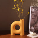 Axyaa Geometric Ceramic Vase - Hollowed Letters Flower Arrangement Home Decor