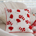 Axyaa Christmas Red Cotton Tufted Pillowcase - Festive Holiday Decor for Living Room