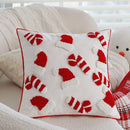 Axyaa Christmas Red Cotton Tufted Pillowcase - Festive Holiday Decor for Living Room