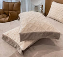 Axyaa Winter Rabbit Velvet Four-Piece Bedding Set in Solid Color