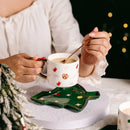 Axyaa Santa Claus Christmas Tree Ceramic Coffee Cup and Saucer Gift