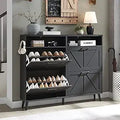 Axyaa Farmhouse Shoe Storage Cabinet with Barn Door Design & 4 Flip Drawers