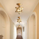 Axyaa Vintage Glass LED Ceiling Lamps, American Copper Finish for Home Living Room Lighting