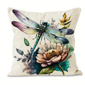 Dragonfly Floral Pattern Pillowcase x Axyaa: Living Room Sofa Chair Cushion Cover