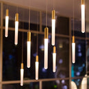 Axyaa Luxurious Gold Pendant Lamp - Modern Strip Chandelier for Dining and Bedroom