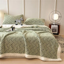 Axyaa Plush Fleece Throw Blanket for Sofa Bed - Warm Double Layer Plaid Blanket