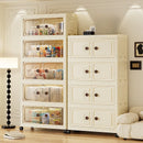 Axyaa 45cm Double-Door Storage Cabinet, Swivel Casters, Heavy-Duty, Kitchen/Bedroom/Living Room/Bathroom