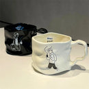 Axyaa Irregular Couple Ceramic Mug Set - Minimalist Milk Coffee Cup