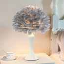 Axyaa White Feather LED Table Lamp - Modern Design for Home and Bedroom Decor