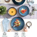 Axya Vintage Ceramic Stoneware Tableware Set - Blue/Brown, 16/32/48-Piece