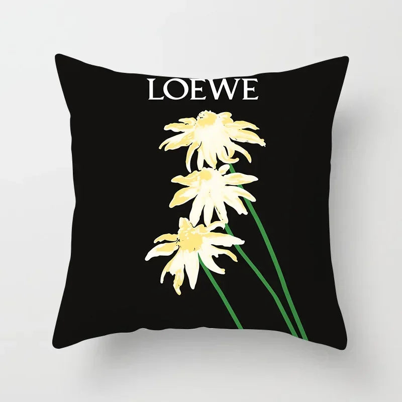 Nordic Daisy Print Pillow Cover by Axyaa - Modern Floral Cushion for Living Room
