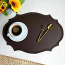 Axyaa Pea Green Faux Leather Placemats - Set of 4/10 Elliptical Table Mats