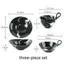 Axyaa Marble Pattern Ceramic Bowl with Handle, Set of 4