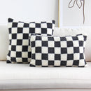 Axyaa Grey Checkerboard Faux Fur Wool Pillow Case 45x45cm