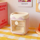 Axyaa Kawaii Pen Holder Desk Organizer Stationery Storage Box Cute Cartoon Desktop Organizer