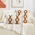 Axyaa Bohemian Tufted Tassel Pillowcase Set