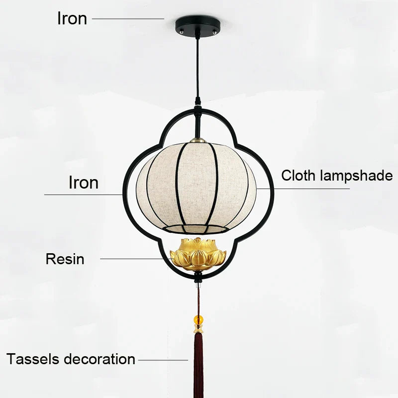 Axyaa Chinese Lantern Chandelier for Dining Room Teahouse Bedroom Hotel Creative Lamps