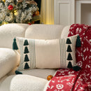 Axyaa Christmas Tree Embroidered Pillowcase Set - Cotton Linen Decor - 30x50cm