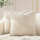 Axyaa Bohemian Patchwork Corduroy Throw Pillow Covers - 18x18 Inches