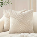 Axyaa Bohemian Patchwork Corduroy Throw Pillow Covers - 18x18 Inches