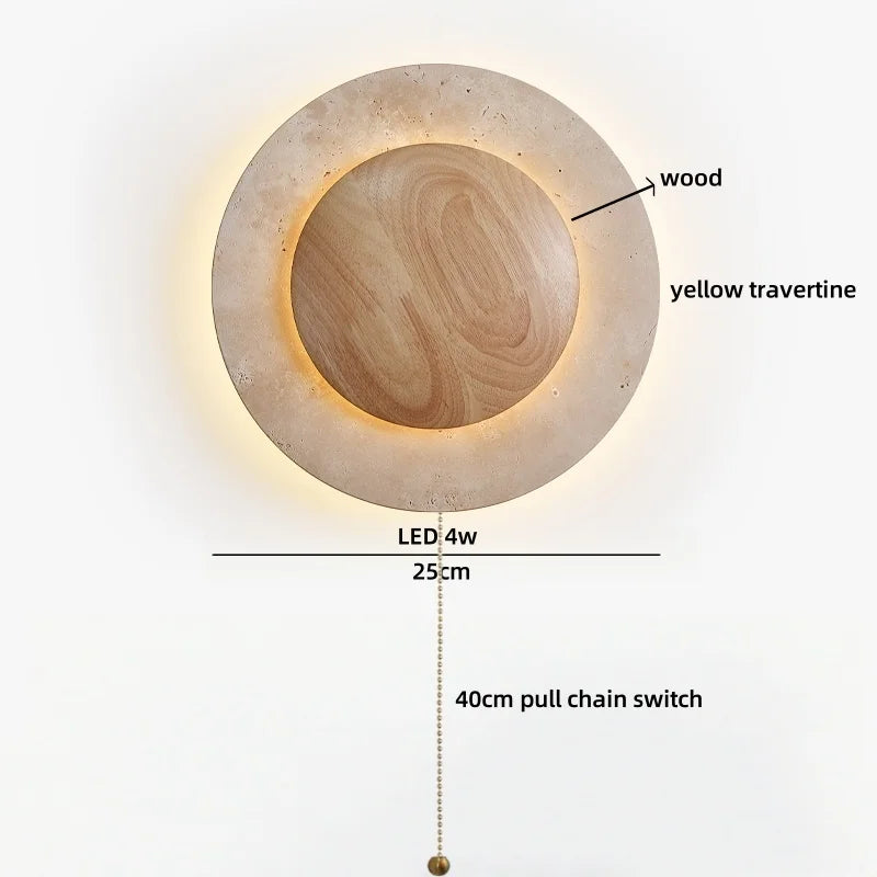 Axyaa Nordic LED Stone Wall Light with Pull Chain Switch for Modern Bathroom & Bedroom