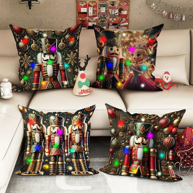Nutcracker Princess LED Pillowcase - Festive Christmas Home Decor by Axyaa