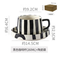 Axyaa Minimalist Stripe Ceramic Coffee Cup and Saucer Set
