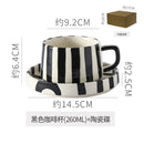 Axyaa Minimalist Stripe Ceramic Coffee Cup and Saucer Set
