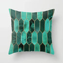 Axyaa Teal Blue Flower Leaves Pattern Pillow Case for Home Decor