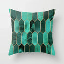 Teal Blue Flower Leaves Pattern Pillow Case Axyaa Decorative Cushion Cover