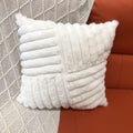 Axyaa Winter Rabbit Fleece Striped Throw Pillowcase in Solid Color