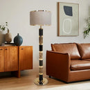 Axyaa Gold Black Stone Floor Lamp w/ Fabric Lampshade, Nordic Luxury Design