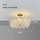 Axyaa French Cream Glass Chandelier Modern Minimalist Art for Living Room