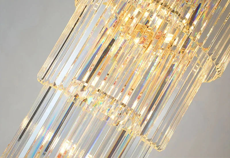 Axyaa Modern Crystal LED Chandelier for Living Room, Staircase, Villa Large Pendant Lamp