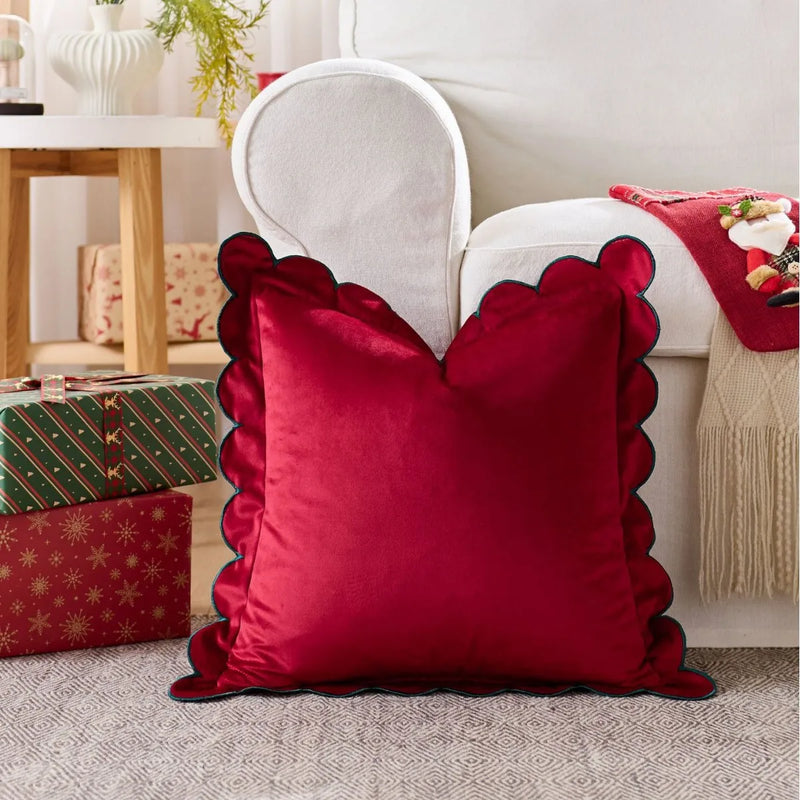 Axyaa Christmas Deer Star Pillow Cover - Cozy Soft Plush Striped 45x45cm