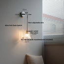 Axyaa White Glass LED Wall Lights with Pull Chain Switch - Nordic Modern Bedside Lamp