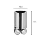 Axyaa Silver Cylinder Vase | Geometric Sphere Flower Arrangement Holder