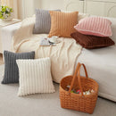 Axyaa Striped Faux Rabbit Fur Pillowcase Cojines - Modern Nordic Solid Color